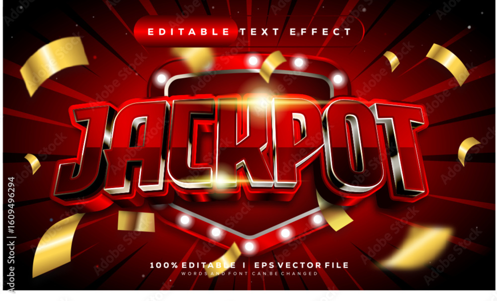 Poster ackpot 3d vector text effect with modern style design