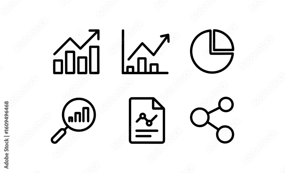 Poster minimalist icons for business analytics and data visualization
