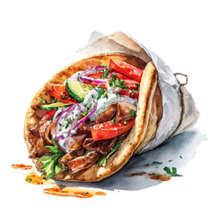 A watercolor painting of Gyro, vector illustration on white background.