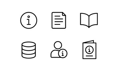 Minimalist information and database icons set with linear style