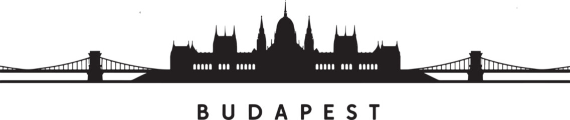 Obraz premium Budapest Skyline Silhouette Vector Illustration Showcasing Hungarian Architecture