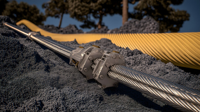 Outdoor grounding system installation with benefit icons &ndash; ultra realistic