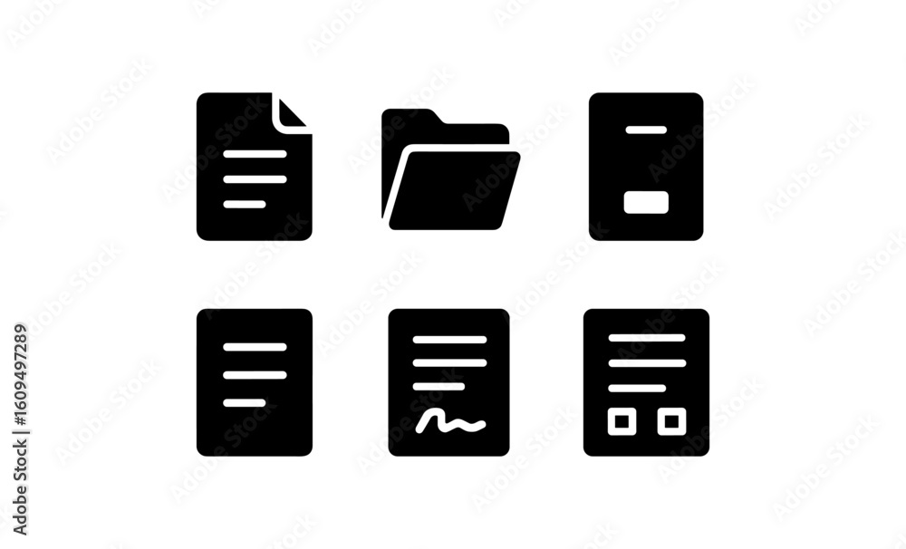 Poster minimalist document and folder icons set for efficient organization