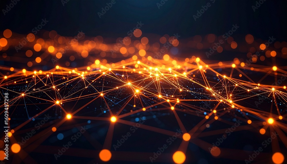 Aufkleber abstract network diagram- glowing network line and connections technology on a background.