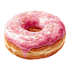 A watercolor painting of Donut, vector illustration on white background.