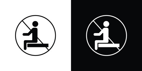 Do not sit signs. black and white line icons pack.