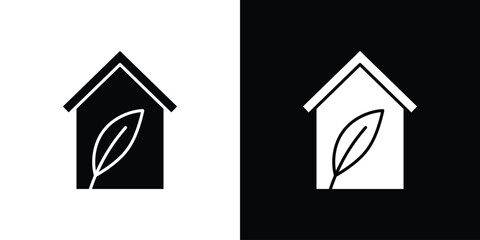 Eco house icon. black and white line icons pack.