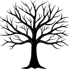 Obraz premium Stylized black silhouette of a bare tree