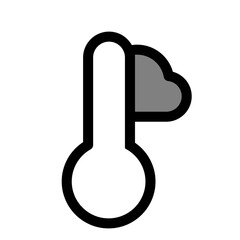 An icon depicting a thermometer combined with a cloud, symbolizing low temperatures and cloudy weather conditions.