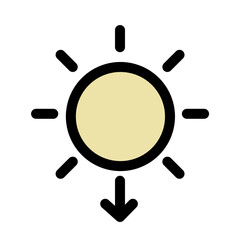 Decrease brightness icon is perfect for mobile devices and other digital display interfaces.