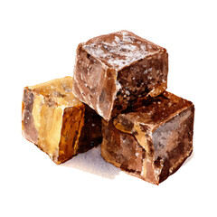 Watercolor vector illustration of Fudge, isolated on white background.