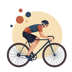 bstract illustration of a person riding a bicycle, rendered in a modern geometric art style