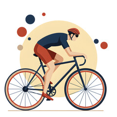 bstract illustration of a person riding a bicycle, rendered in a modern geometric art style