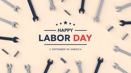 Celebrate happy Labor Day with tools and springs, perfect for your promotional materials and festive designs