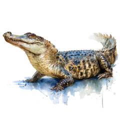 Alligator in watercolor style, vector illustration, isolated on white background.