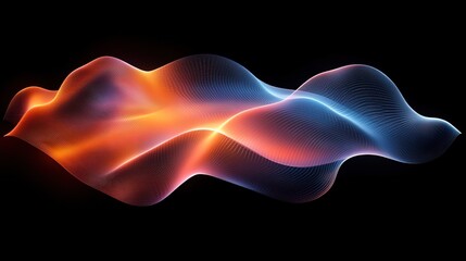 Obraz premium Abstract Neon Wave Pattern on Black Background for Digital Design 
