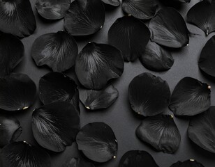 黒い背景に黒の花びらのシームレスの背景	