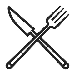 Simple icon of crossed knife and fork