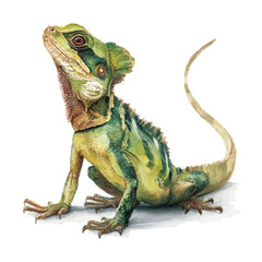 Obraz premium A watercolor painting of Basilisk, vector illustration on white background.