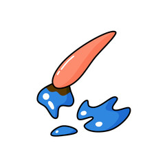 illustration of a paintbrush and painting activity,. flat design ideal for children's education, creative play, and school-related projects