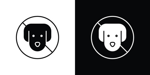 No dogs allowed signs. black and white line icons pack.