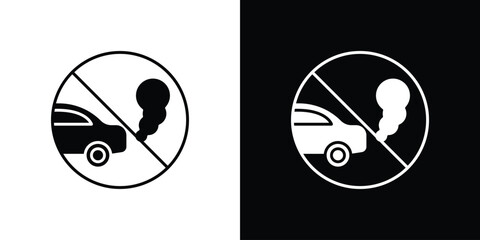 No exhaust gases signs. black and white line icons pack.