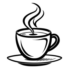 Steaming coffee cup and saucer illustration