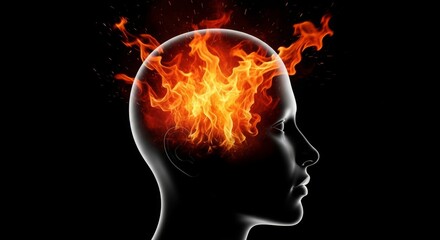 Fiery Mind: Passion and Creativity - Burning brain, intense ideas, creative fire, mental energy, passionate thoughts