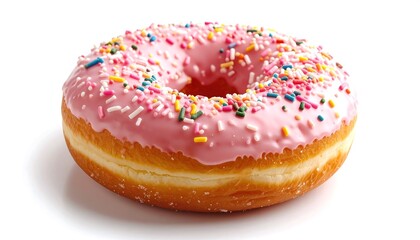 Pink glazed donut with sprinkles (1)