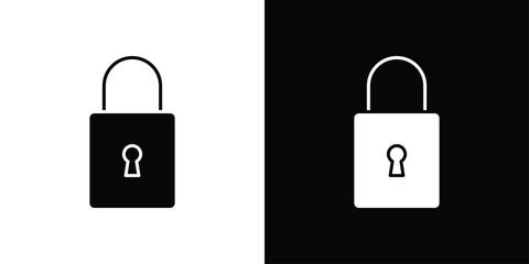 Padlock icon. black and white line icons pack.