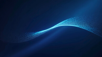 Abstract blue light wave of dynamic particles on a dark background, illustrating digital data flow and futuristic concepts.