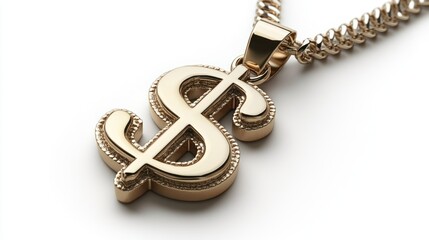Gold dollar pendant on chain