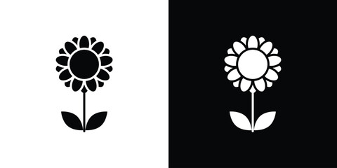 Sunflower icon. black and white line icons pack.