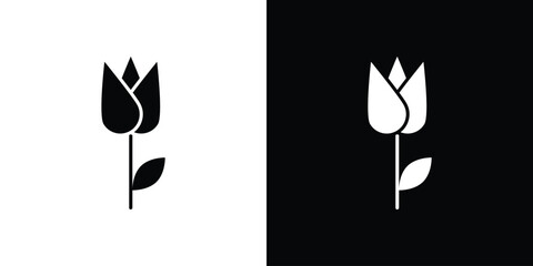 Tulip icon. black and white line icons pack.