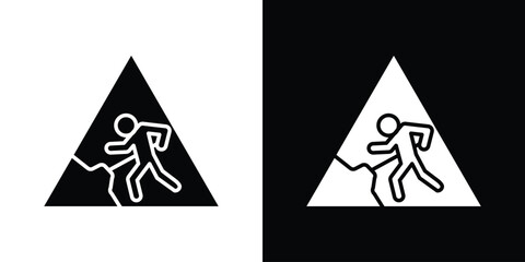 Under construction signs. black and white line icons pack.