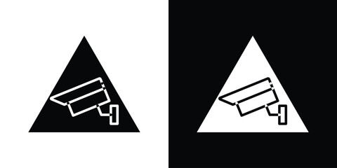 Video surveillance signs. black and white line icons pack.