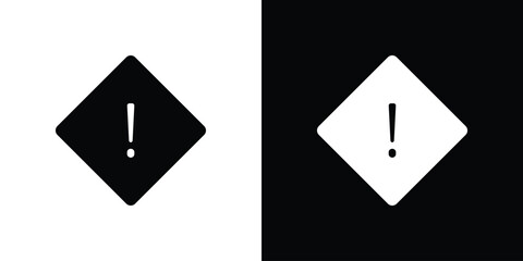Warning sign with exclamation point. black and white line icons pack.