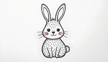 Obraz premium an illustration of a cute cartoon bunny sitting upright in what appears to be a white square with its body centered horizontally i