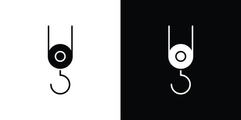 Winch hook icon. black and white line icons pack.