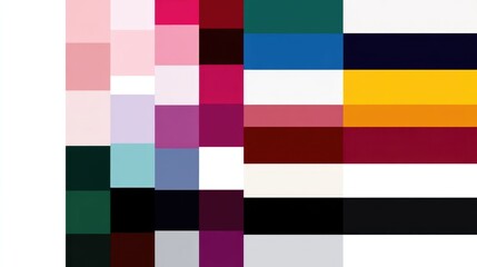 Fototapeta premium Colorful pixelated squares arranged in horizontal rows.