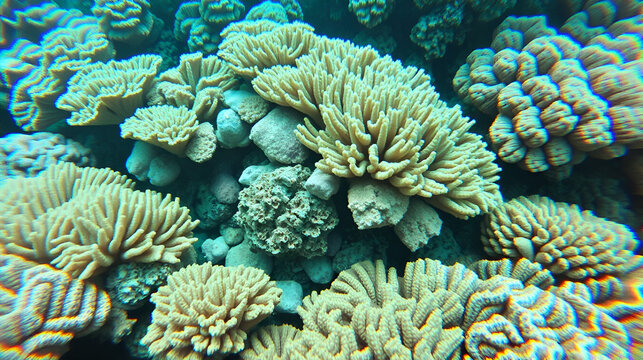 Coral reefs are built from stony corals, which in turn consist of polyps for education in nature.