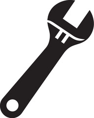 wrench silhouette shape, black and white vector