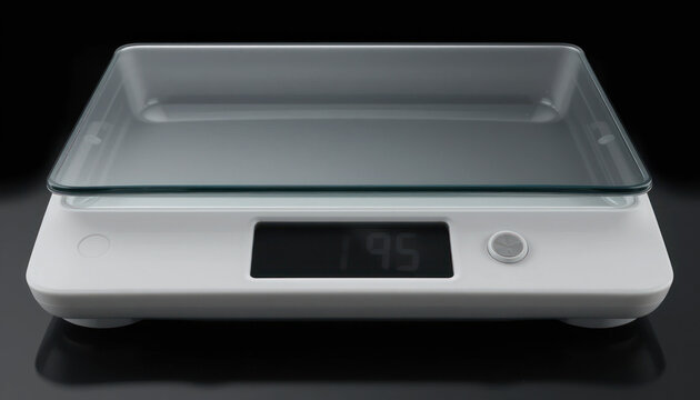Modern White Digital Kitchen Scale with Glass Platform and Display.