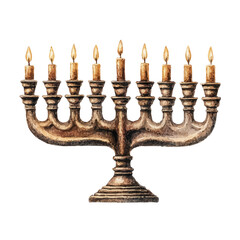 Fototapeta premium A watercolor painting of Menorah, vector illustration on white background.