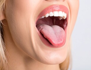 Close-up of a woman's mouth open