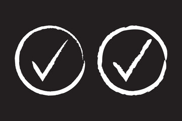 Grunge tick icon collection. Hand drawn check mark in grunge style. tick mark symbol set. Vector illustrator.