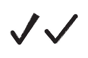 Grunge tick icon collection. Hand drawn check mark in grunge style. tick mark symbol set. Vector illustrator.