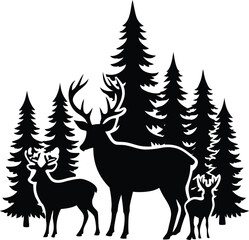 set of deer silhouettes