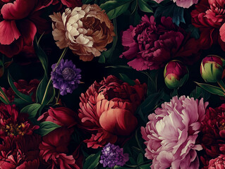 Hyper-Realistic Peony Garden Pattern