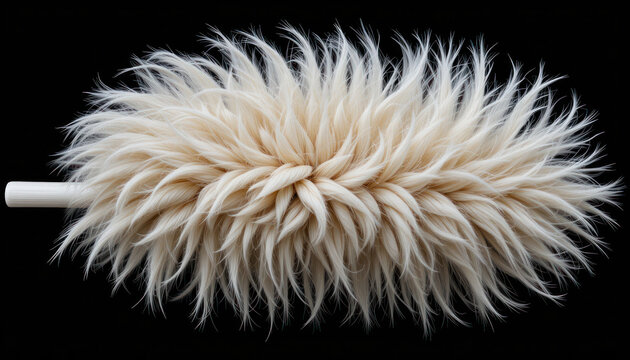 Ostrich Feather Duster with White Handle Cleaning Tool Close-Up View. - Powered by Adobe